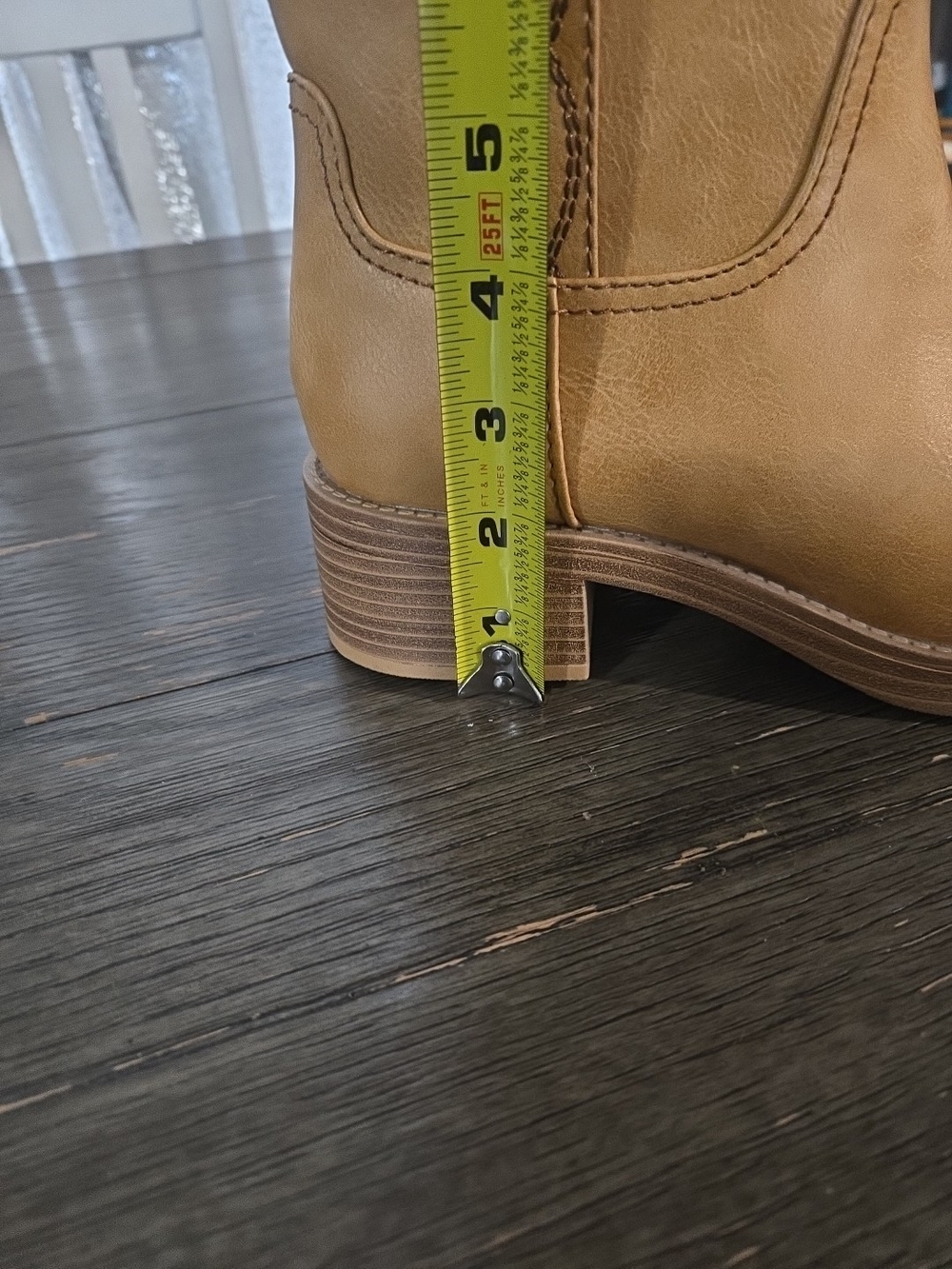 Knee-High Tan Block Heel Riding Boots - Picture 13 of 14